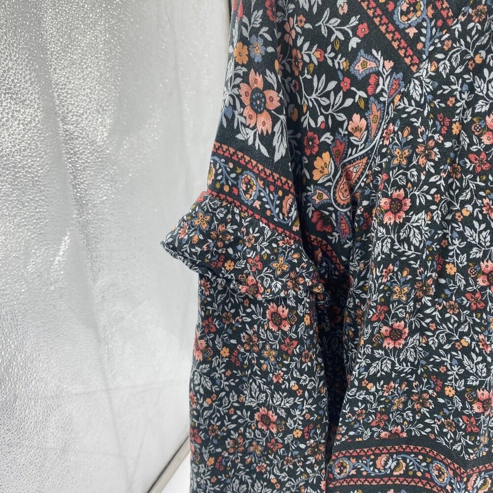 American Eagle Size Medium Womens Peasant Top Tassel Tie Floral Blouse NWT - Picture 3 of 6